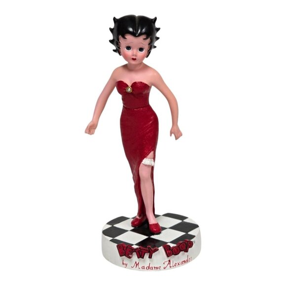 Vtg Betty Boop Figurine by Madame Alexander 6.5" Red Evening Gown Feather Boa - Picture 7 of 11
